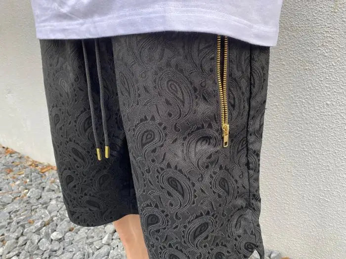 hip hop loose shorts elastic waist pants fashion printed zipper pocket half pants mens drewstring casual sportswear pant joggers unique joggers style 1111