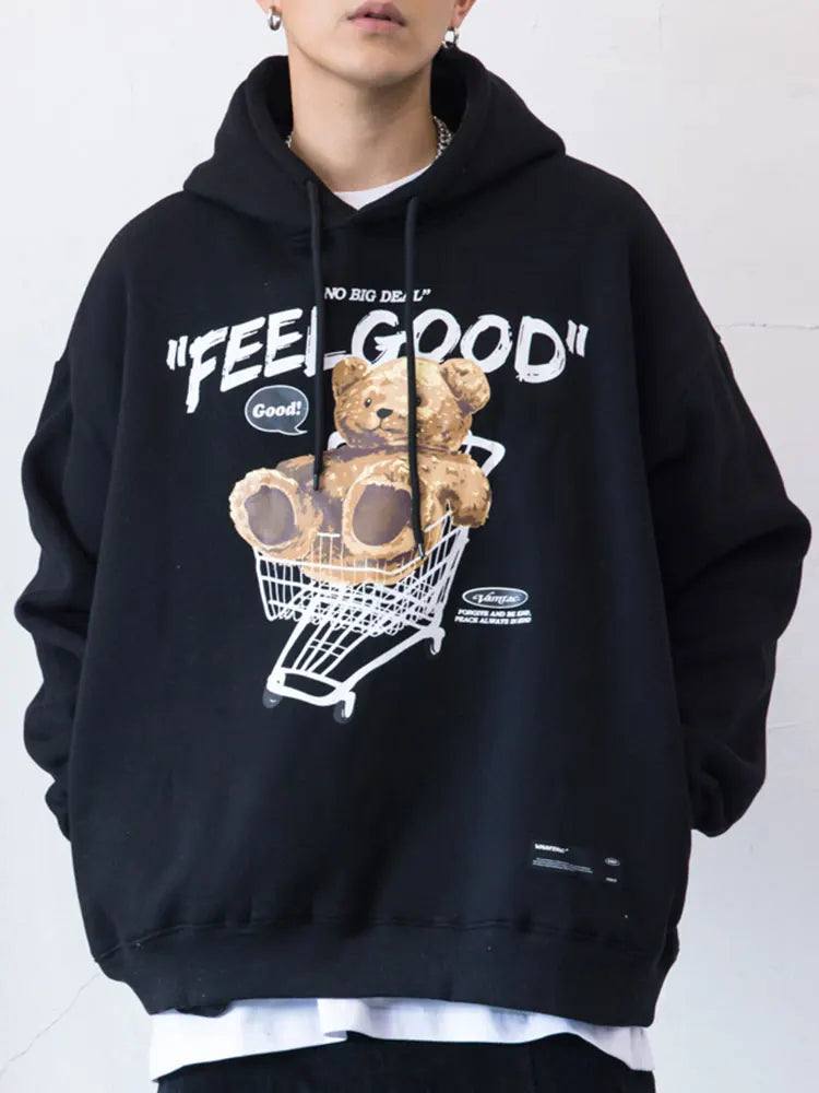 Gonthwid Men Hip Hop Hoodie Sweatshirt Streetwear Funny Bear Print Hoo