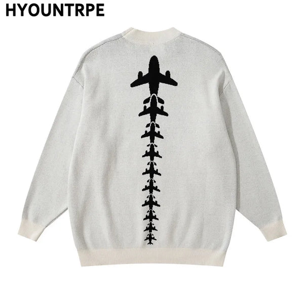 hip hop letter knitted oversize sweater men harajuku o neck long sleeve pullover streetwear casual loose sweater jumper knitwear - bold artwork streetwear hoodie, Y2K grunge street style, gothic aesthetic hoodie for winter