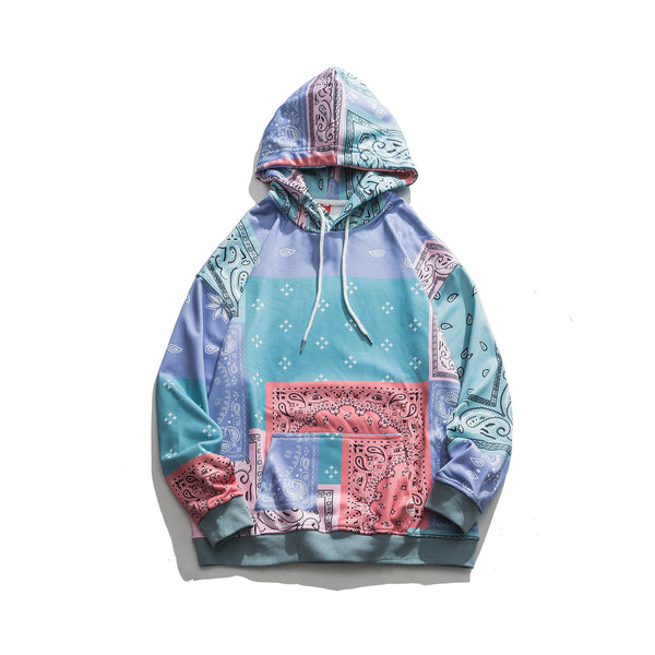 Bandana Patchwork Hoodies Sweatshirts Streetwear 2020 Autumn Mens Hip