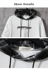 Black Patchwork Hoodies Autumn Spring Mens Sweatshirts Hiphop Punk Str