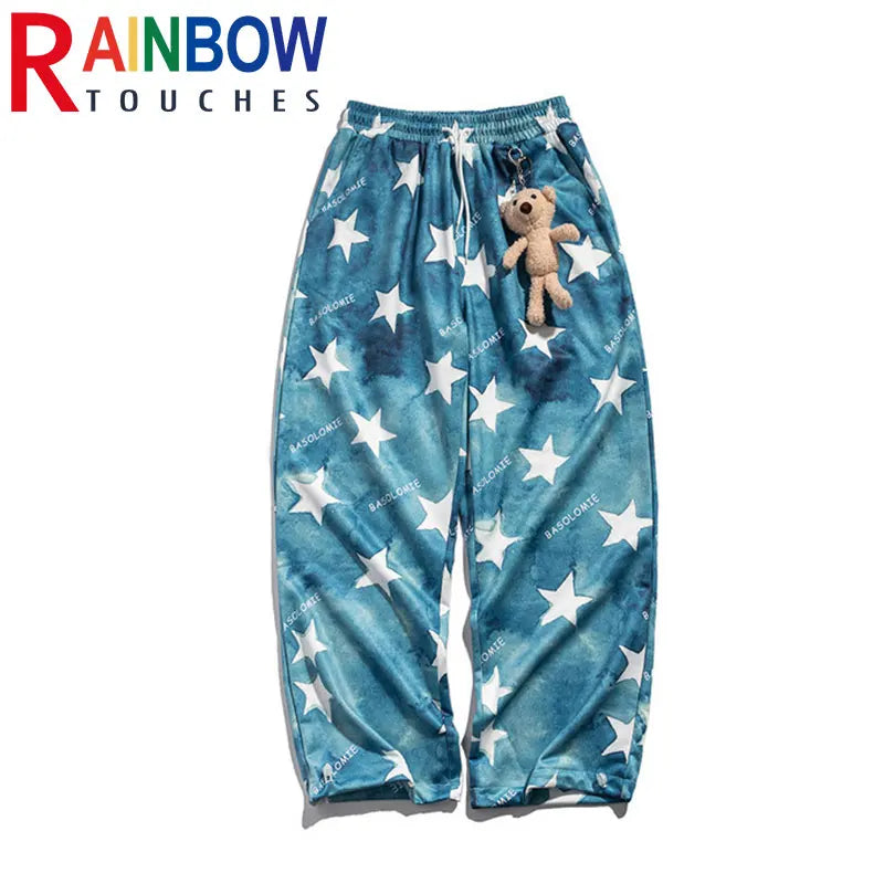 rainbowtouches fashion classic brand mens cargo pants bear pendant trousers loose straight high street style unique wide legs unique cargo style 1845