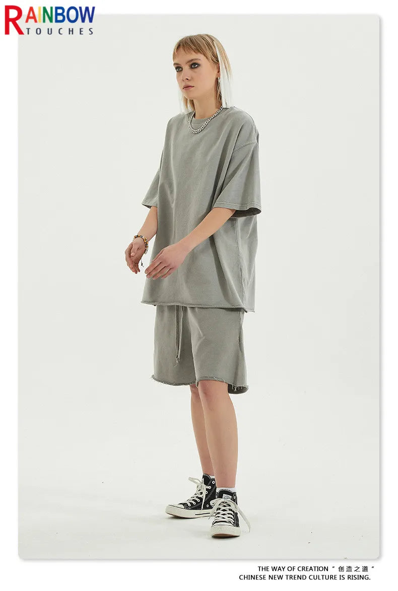 Rainbowtouches Summer Mens New Shorts Fringes Tassels Washing Casual High Street Solid Color Cotton Tidal Current Hawaii Boys