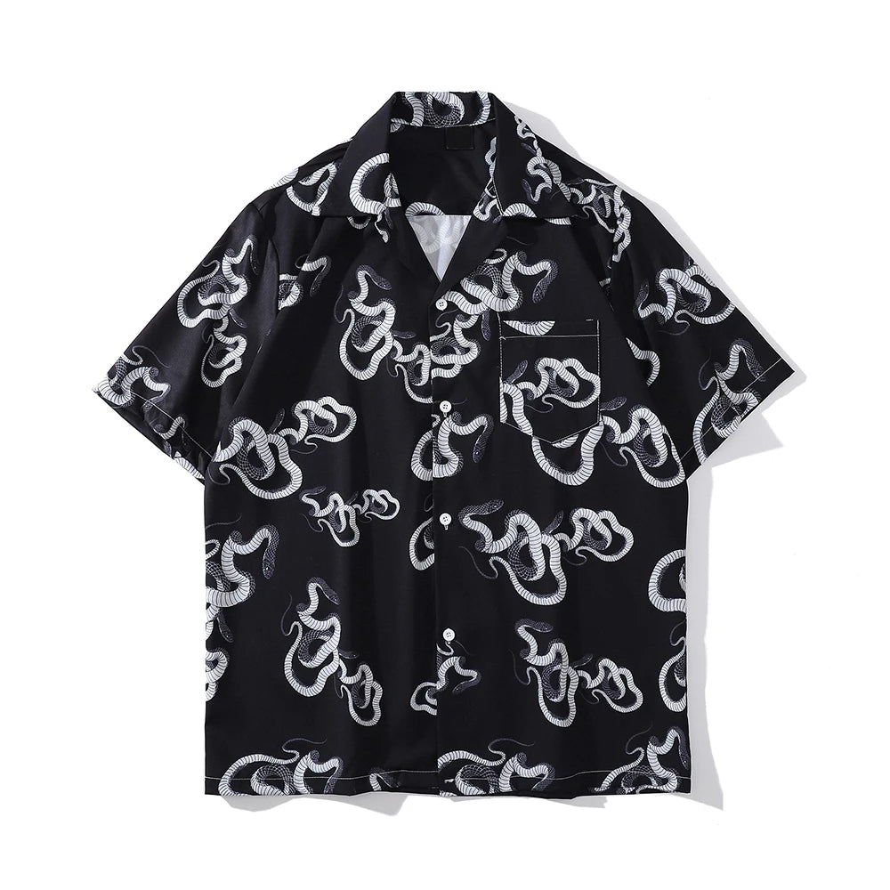 Dark Icon Snake Men's Shirt Short Sleeve Summer Vintage Polo Shirt Holiday Beach Shirts Man
