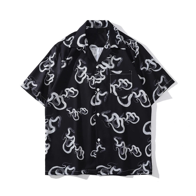 Dark Icon Snake Men's Shirt Short Sleeve Summer Vintage Polo Shirt Holiday Beach Shirts Man