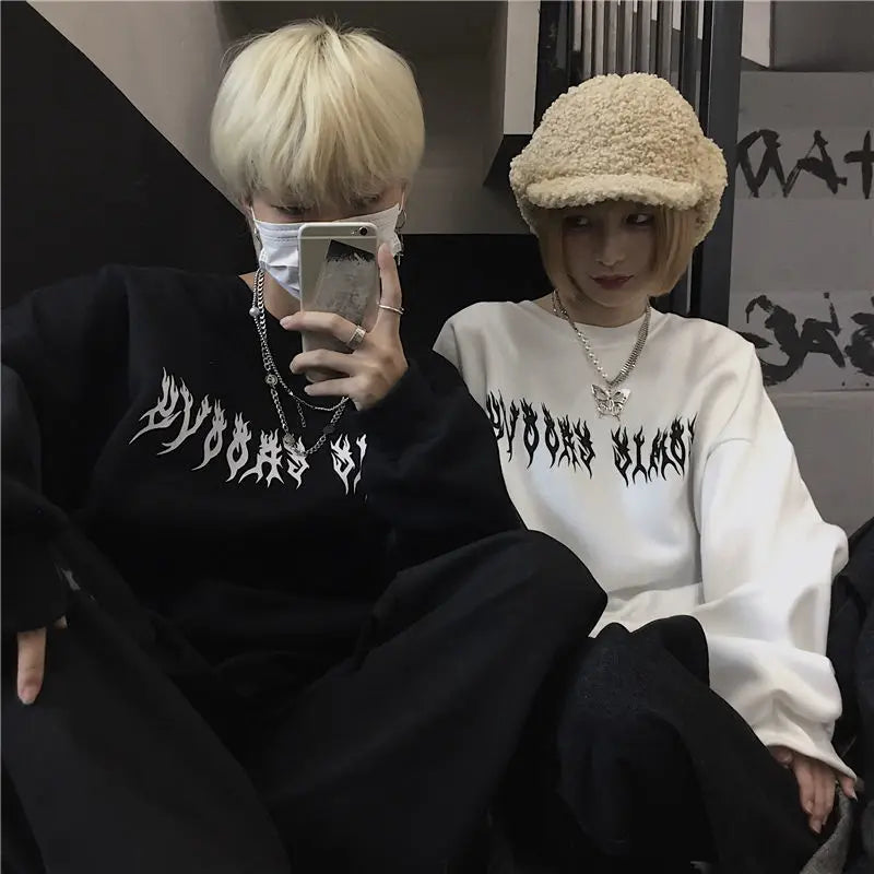 2021 Harajuku Weirdo Graffiti Letter Printed Hoodies Men Lucky Me I Se