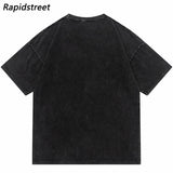 Vaporwave Oversized shirt – Hip Hop Washed Tshirt Streetwear Illusion Letter Printed Har