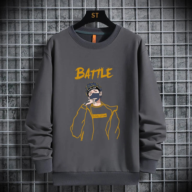 2021 Spring Autumn Mens Sweatshirts Korean Fashion Streetwear Print Ho