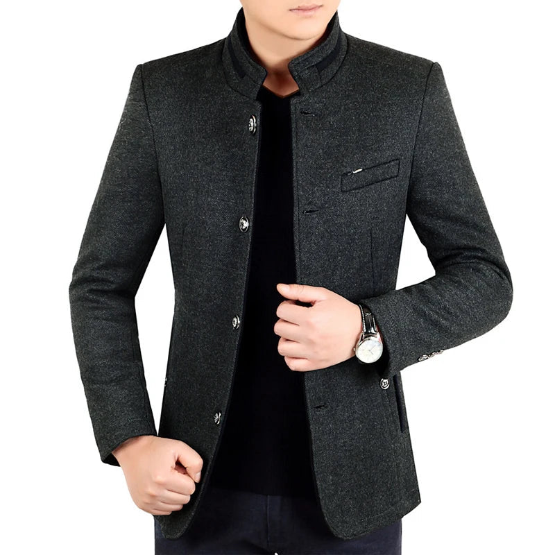Autumn Winter Wool Coat Men Leisure Long Woolen Coats Men's Pure Color Business Casual Fashion Jackets Men Wool Overcoat Outwear
