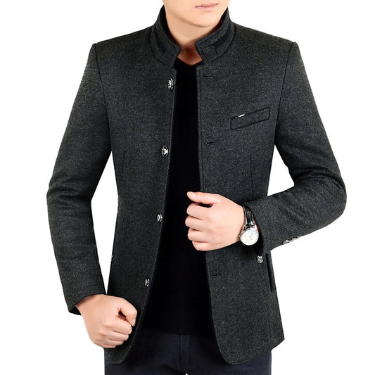 Autumn Winter Wool Coat Men Leisure Long Woolen Coats Men's Pure Color Business Casual Fashion Jackets Men Wool Overcoat Outwear