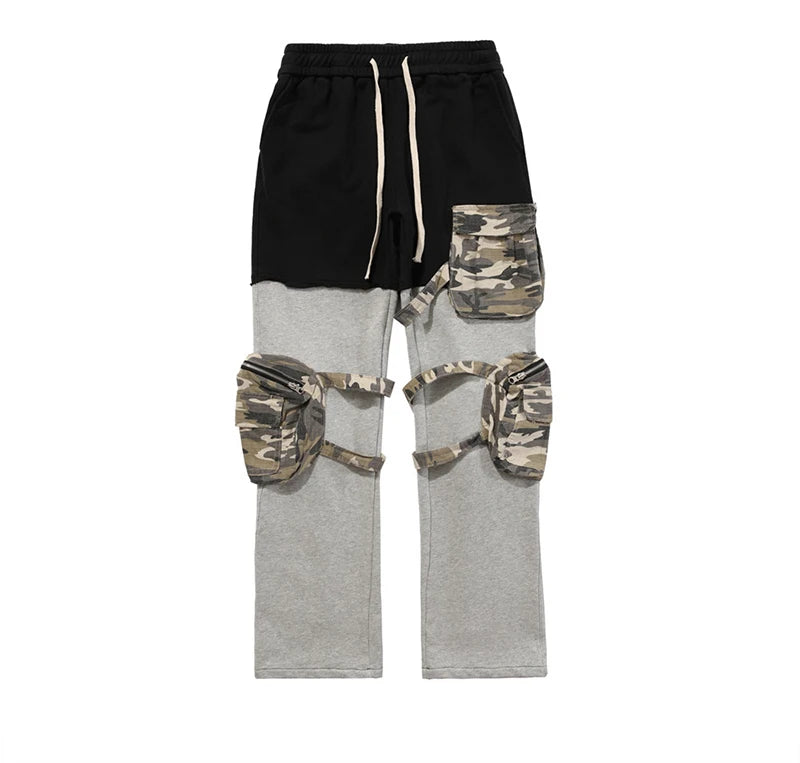 rainbowtouches fashion classic brand mens cargo pants casual color contrast trousers loose straight high street style overalls unique cargo style 4942
