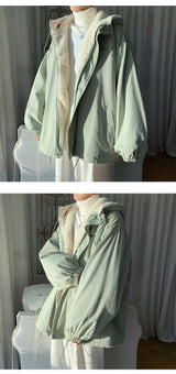 Winter Thick Lamb Fur Jacket Men Warm Fashion Hooded Coat Men Korean Loose Oversized Short Coat Mens Cotton Outwear Jackets