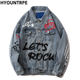 trendy coat featuring mens graffiti letter denim jackets fashion turn down collar long sleeve coats outerwear hip hop casual streetwear jeans jackets design – premium quality jacket for men