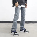 high street washed splash ink retro wide leg flared pants mens straight casual jeans for men harajuku loose denim trousers vintage washed jeans