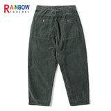 rainbowtouches fashion classic brand men wide legs casual pants corduroy overalls high street hip hop superior quality trousers clean everyday pants