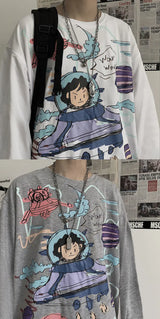 Y2k Oversized shirt – Men Long Sleeve T Shirts Autumn Print Gothic Vintage Ulzzang