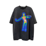 Vaporwave Aesthetic print tee – Distorted Portrait Printing Short Sleeved T Shirt Hip Hop Su