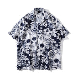 Dark Icon Skeleton Floral Men's Shirt Summer Vintage Shirts for Men Male Top