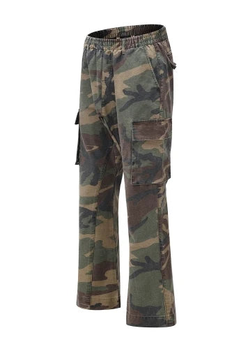 streetwear mens hip hop camouflage flare pants fashionable camo cargo pants male slim fit camouflage trousers women all match unique cargo style 5122