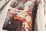 Men Hip Hop Hoodie Sweatshirt Retro Painting Print Harajuku Hooded Pul