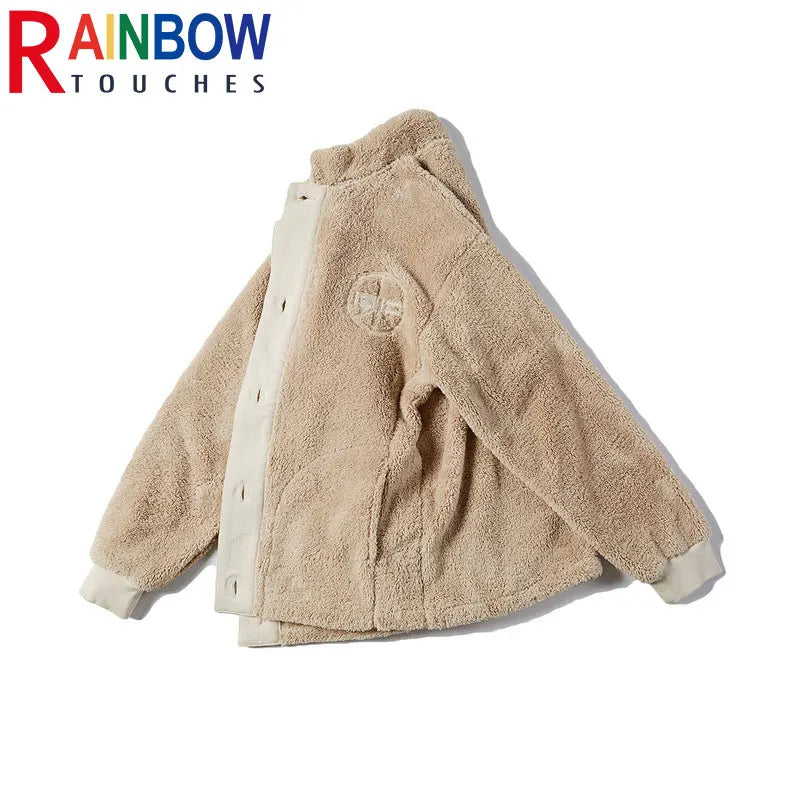 oversized fit featuring rainbowtouches cashmere jacket mens and womens fashion brand hip hop retro tooling outdoor jacket thickening unisex design – premium quality jacket for men