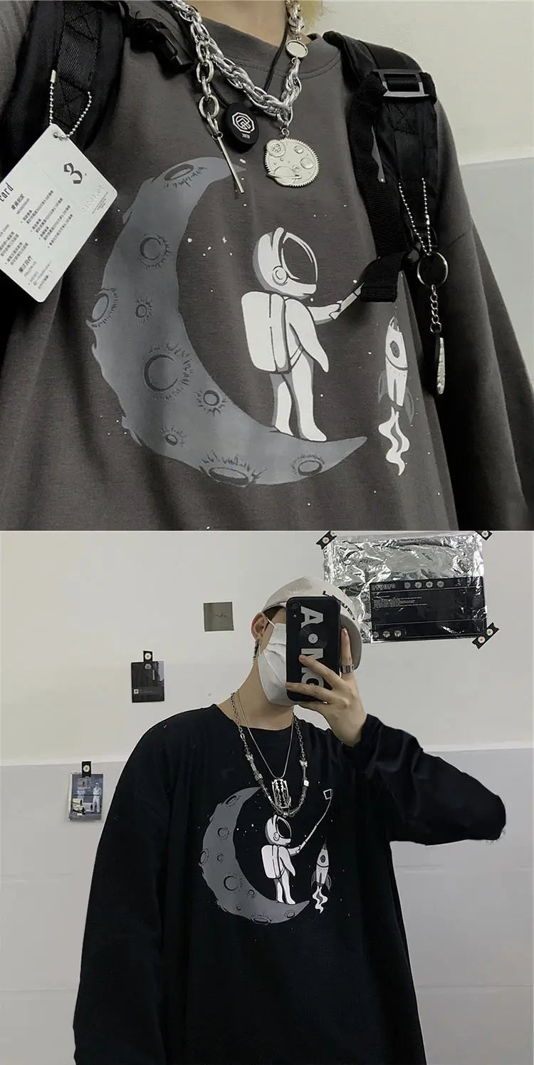 Y2k Oversized shirt – Men Long Sleeve T Shirts Autumn Print Gothic Vintage Ulzzang