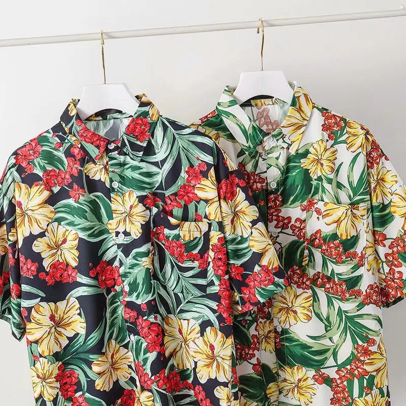 Casual Mens Shirts Fashion Bermuda sandy beach Printed short sleeve Men Shirts Streetwear Jogger Sports undershirt Homme chemise