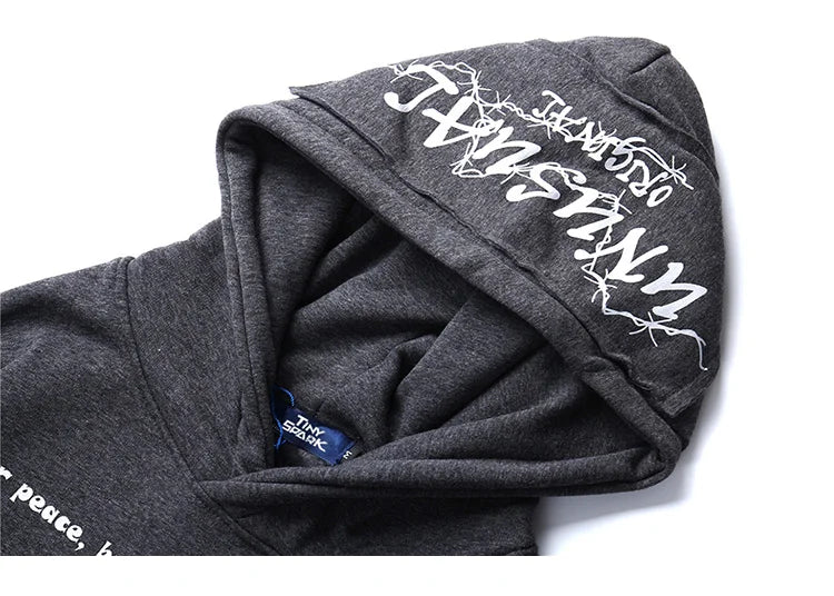 2023 Hip Hop Hoodie Sweatshirt Men Streetwear Skull Graffiti Print Hoodie Pullover Cotton Autumn Grey Harajuku Punk Clothes New