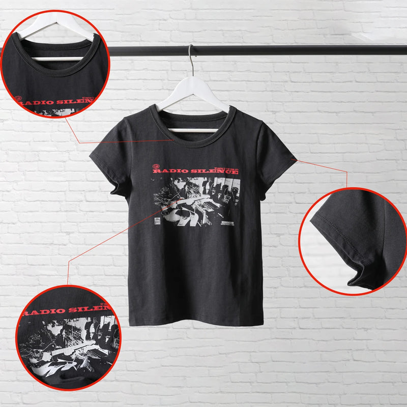 Sadcore Aesthetic print tee – Vintage Classic Rock Graphic T Shirt Women Summer Round Neck