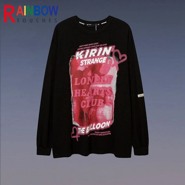 Cyberpunk Graphic Tee – Rainbowtouches 2021 Menswear Trend Long Sleeve Fall Shoulder – Modern Streetwear for Everyone