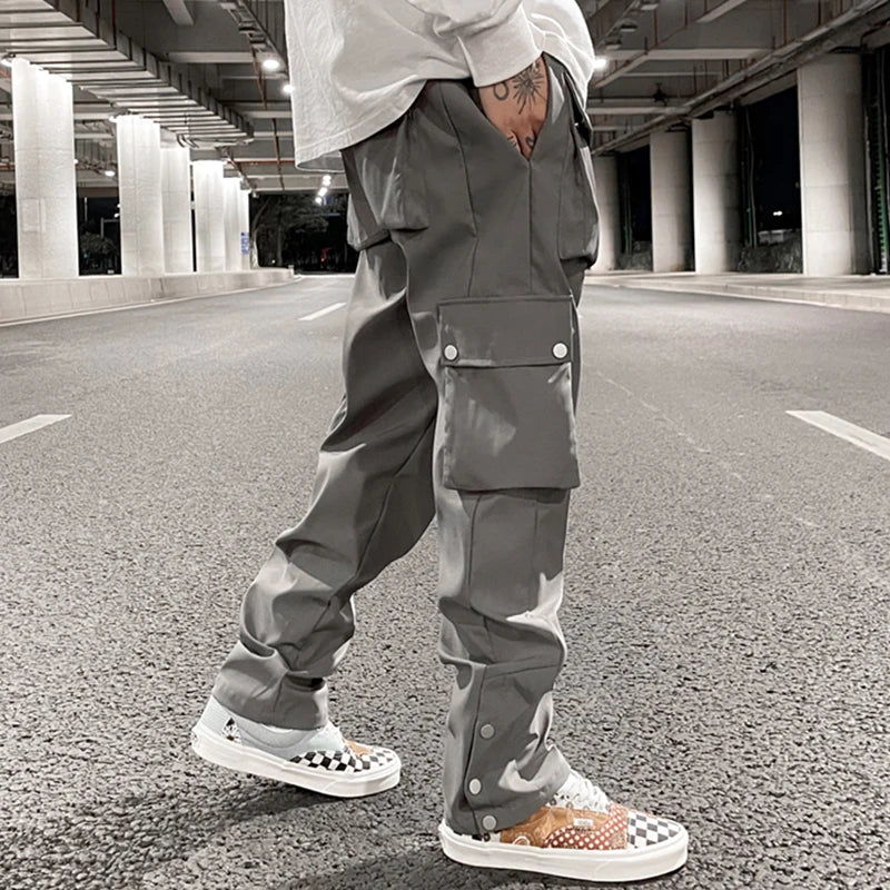high street functional hip hop cargo pant harajuku fashionable multi pocket cargo trousers men women streetwear loose casual baggy cargo bottoms