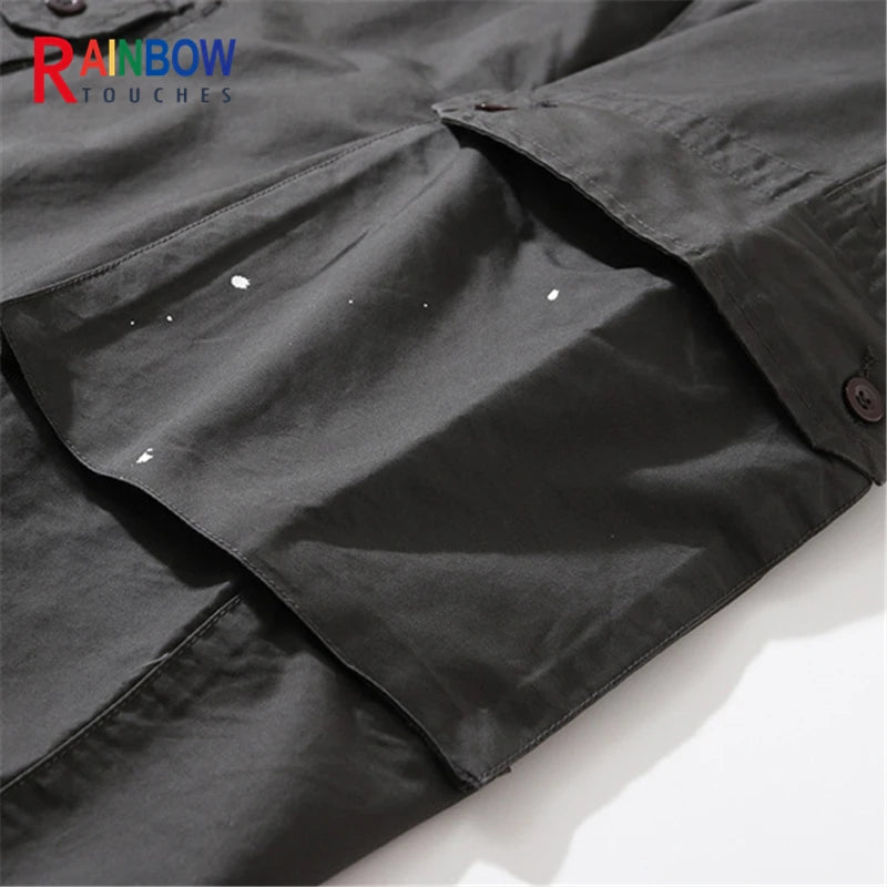 rainbowtouches fashion classic brand mens baggy cargo pants soild color trousers loose straight tooling style lace up overalls unique cargo style 1695