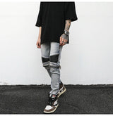 high street pu leather zippers patchwork biker jeans mens stretch denim slim jean pants motorcycle slim trousers hip hop pants unique jeans style 2311