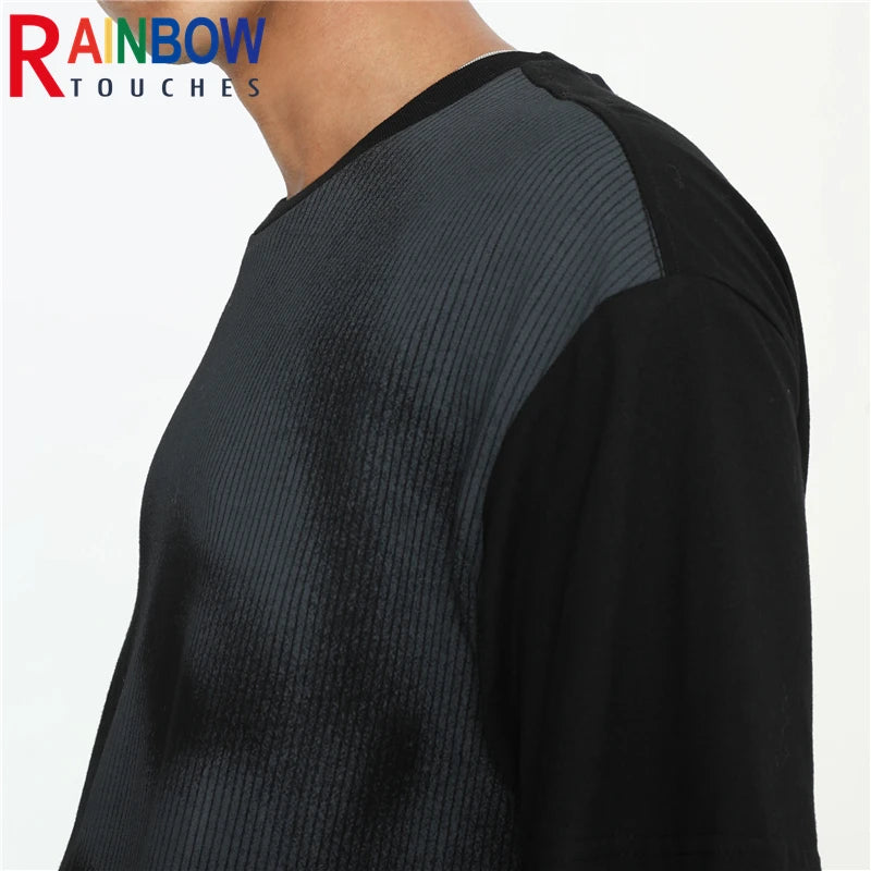 Trapwear Aesthetic piece – Rainbowtouhes T Shirt Men High Street Hip Hop Figure Face Pr