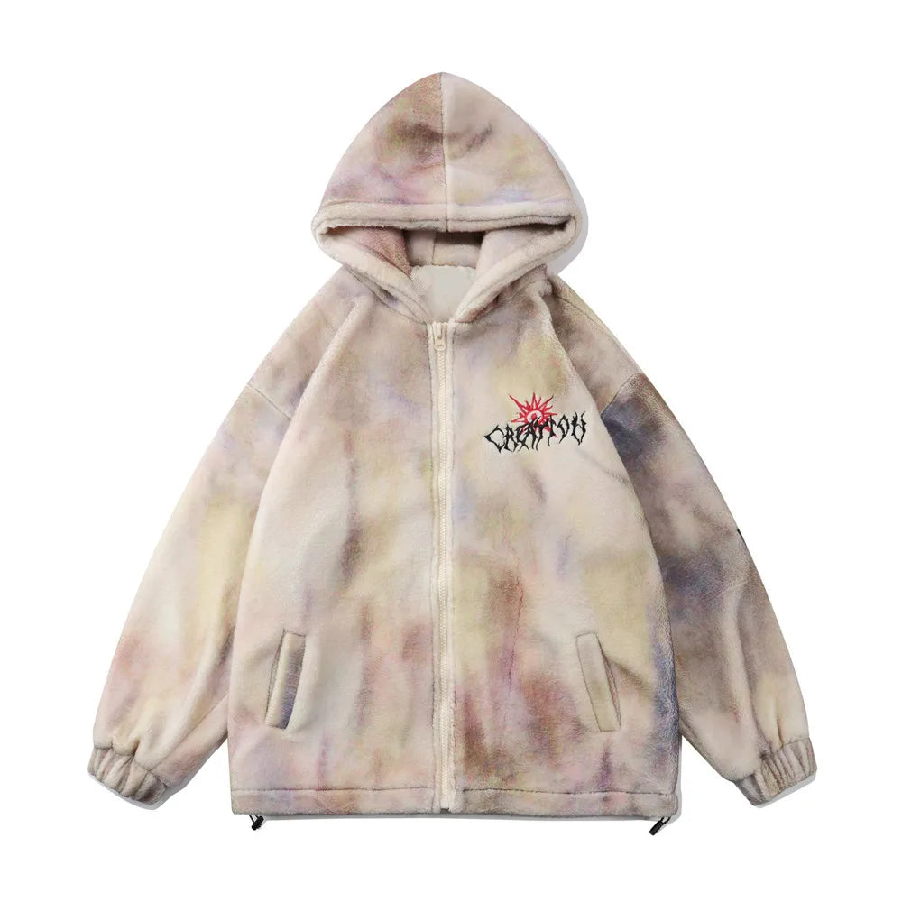 Gothic Oversized Tee – Mens Hip Hop Cats Harajuku Printed Fleece Jackets Coats – Streetwear Fashion for Men & Women