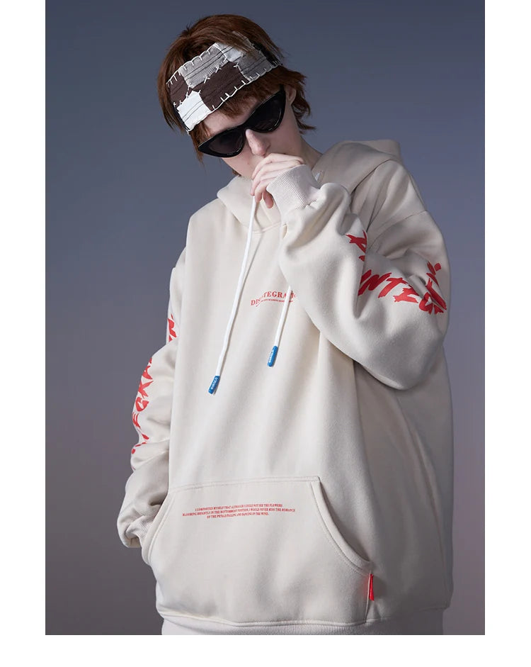 Men Hip Hop Hoodie Sweatshirt Retro Painting Print Harajuku Hooded Pul
