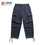 rainbowtouches fashion classic brand mens cargo pants big pocket tooling trousers loose high street style solid color overalls unique cargo style 4302