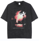 Harajuku Streetwear – Hip Hop Streetwear Washed T Shirt Sunshine Print T Shirt Har – Edgy Streetwear for All Genders