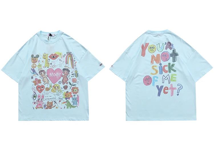 Grunge Vintage t-shirt – Men Oversize T Shirt Hip Hop Streetwear Painting Letter Hear
