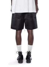 Men Hip Hop Loose Shorts Elastic Waist Shorts Fashion Satin Shorts Zipper Pocket Casual Drewstring Streetwear Sportswear Joggers
