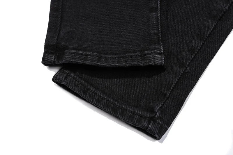 knee zipper hole patckwork skinny denim jeans men casual slim biker trousers jeans fashion streetwear hip hop jean pants joggers unique joggers style 1046