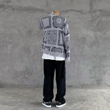 hip hop paisley printed ripped knitted holes sweater mens autumn winter long sleeve pullover streetwear loose sweaters clothing trendy hip hop style outerwear, Y2K vintage urban hoodie, streetwear fashion hoodie