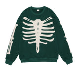 rainbowtouches men high street coat dark skeleton print oversized pullover graffiti halloween hoodie coats long sleeve t shirt - bold artwork streetwear hoodie, Y2K grunge street style, trendy hip hop fashion hoodie