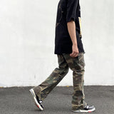streetwear mens hip hop camouflage flare pants fashionable camo cargo pants male slim fit camouflage trousers women all match unique cargo style 5128