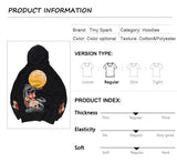 2023 Men Hip Hop Hoodie Sweatshirt Embroidered Floral Full Moon Rabbit Harajuku Streetwear Hoodie Pullover Cotton Autumn Hipster