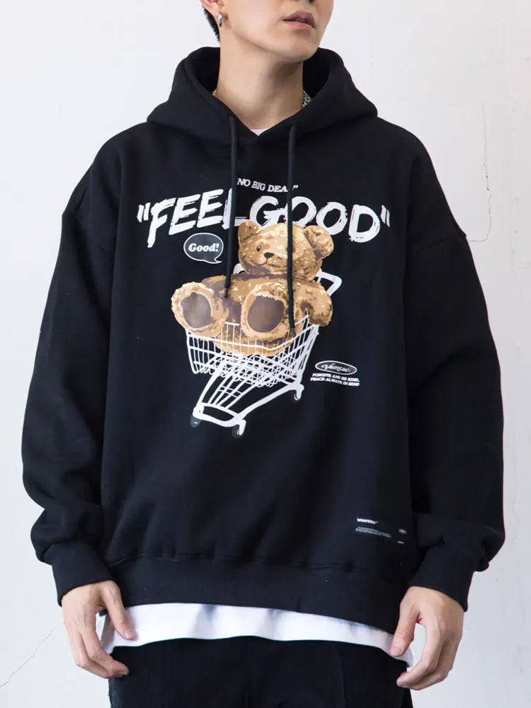 Gonthwid Men Hip Hop Hoodie Sweatshirt Streetwear Funny Bear Print Hoo