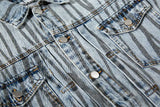 2 pieces sets mens fashion striped single breasted denim jeans jacket coat and zipper straight pants joggers new streetwear sets unique joggers style 3929