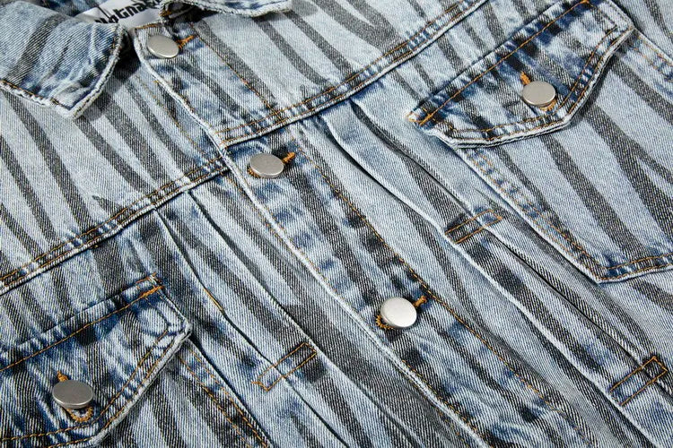 2 pieces sets mens fashion striped single breasted denim jeans jacket coat and zipper straight pants joggers new streetwear sets unique joggers style 3929
