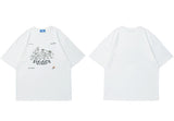Grunge Vintage t-shirt – Hip Hop Men Streetwear T Shirt Japanese Kanji Animals Print