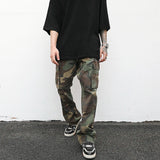 streetwear mens hip hop camouflage flare pants fashionable camo cargo pants male slim fit camouflage trousers women all match combat utility trousers